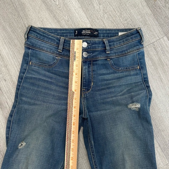 ollister High Rise Jean Legging Size 5 / 27 Distressed Raw Hem Skinny Jeans - Picture 4 of 10